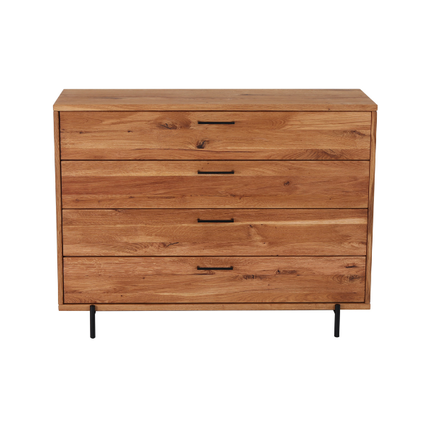 Commode en bois massif Normandie – 120 cm x 44 cm x 90 cm - VESKOR