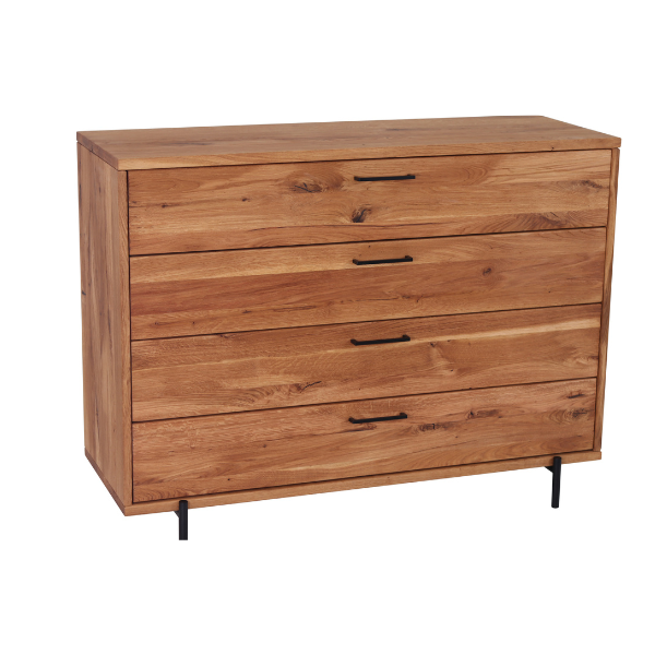 Commode en bois massif Normandie – 120 cm x 44 cm x 90 cm - VESKOR