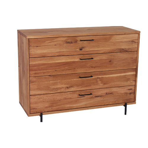 Commode en bois massif Normandie – 120 cm x 44 cm x 90 cm - VESKOR