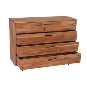 Commode en bois massif Normandie – 120 cm x 44 cm x 90 cm - VESKOR