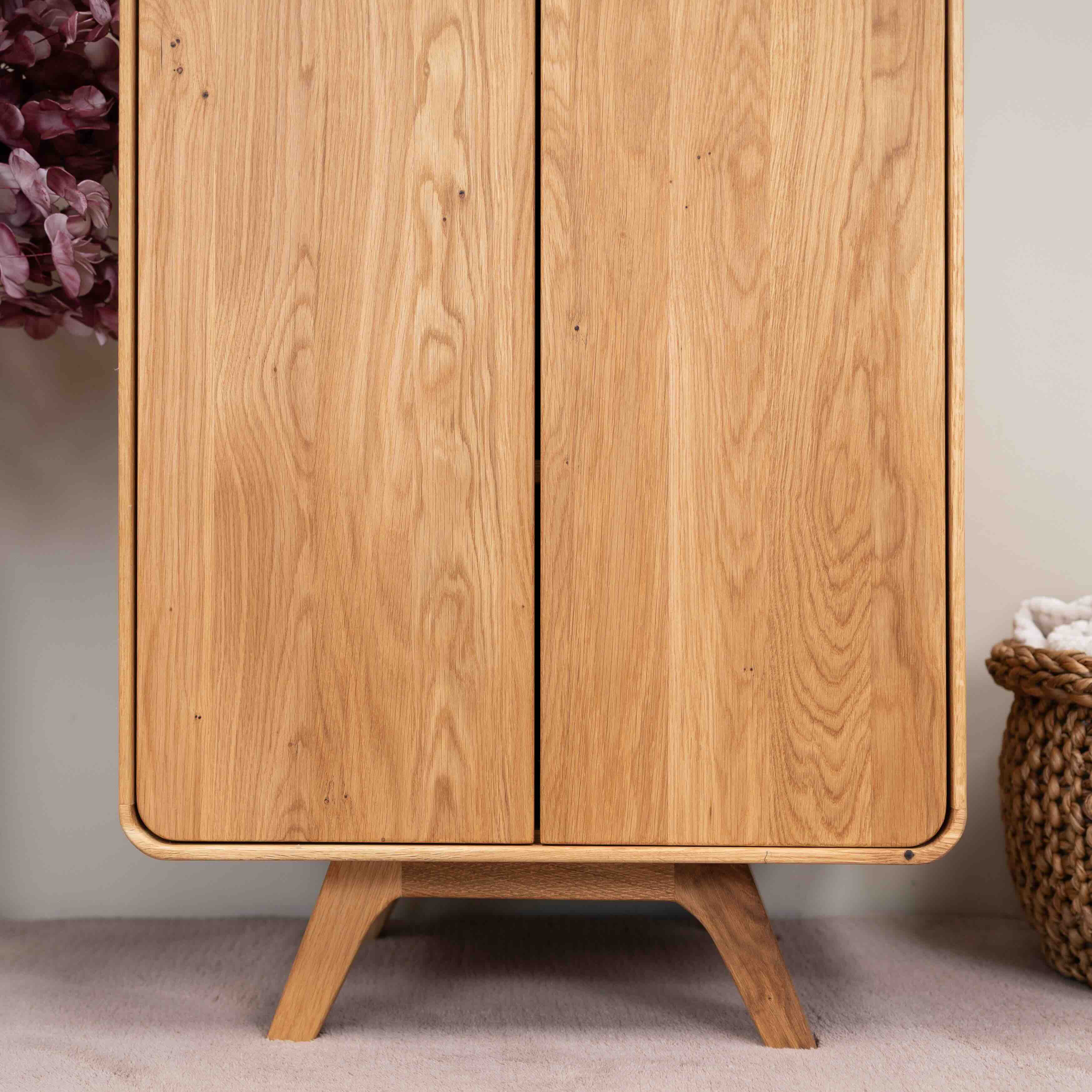 Armoire dressing 2 portes en bois massif de chêne
