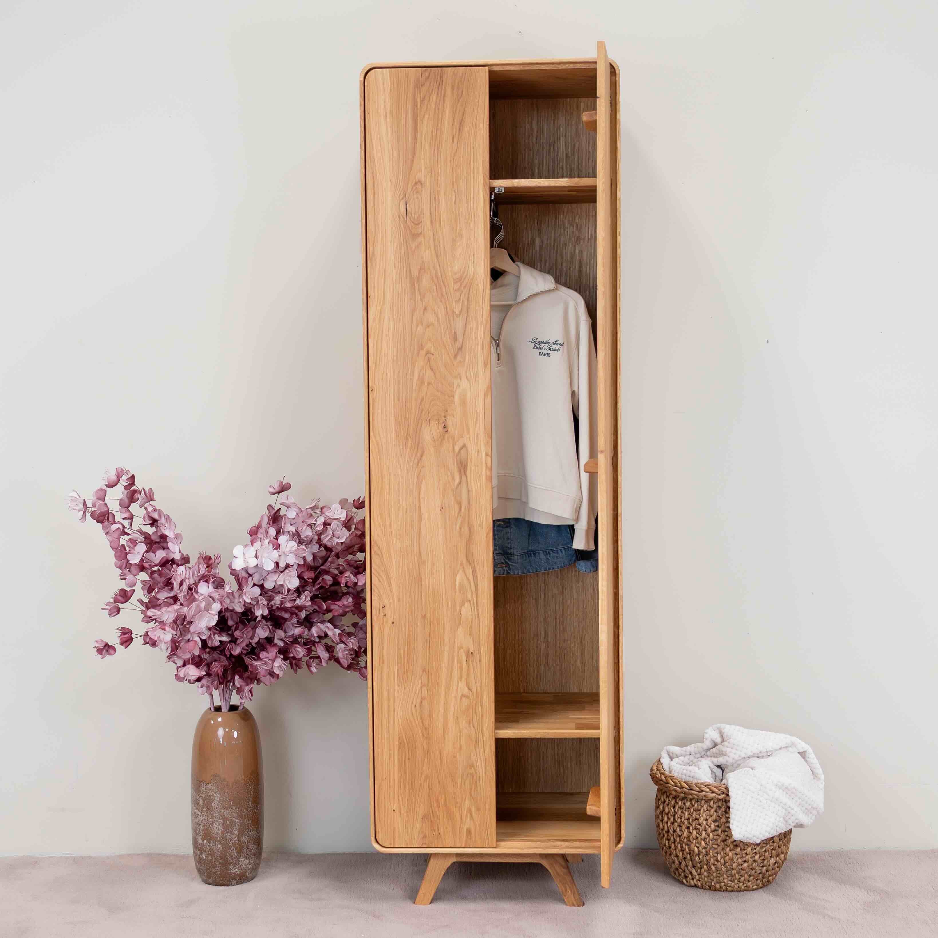 Armoire dressing 2 portes en bois massif de chêne