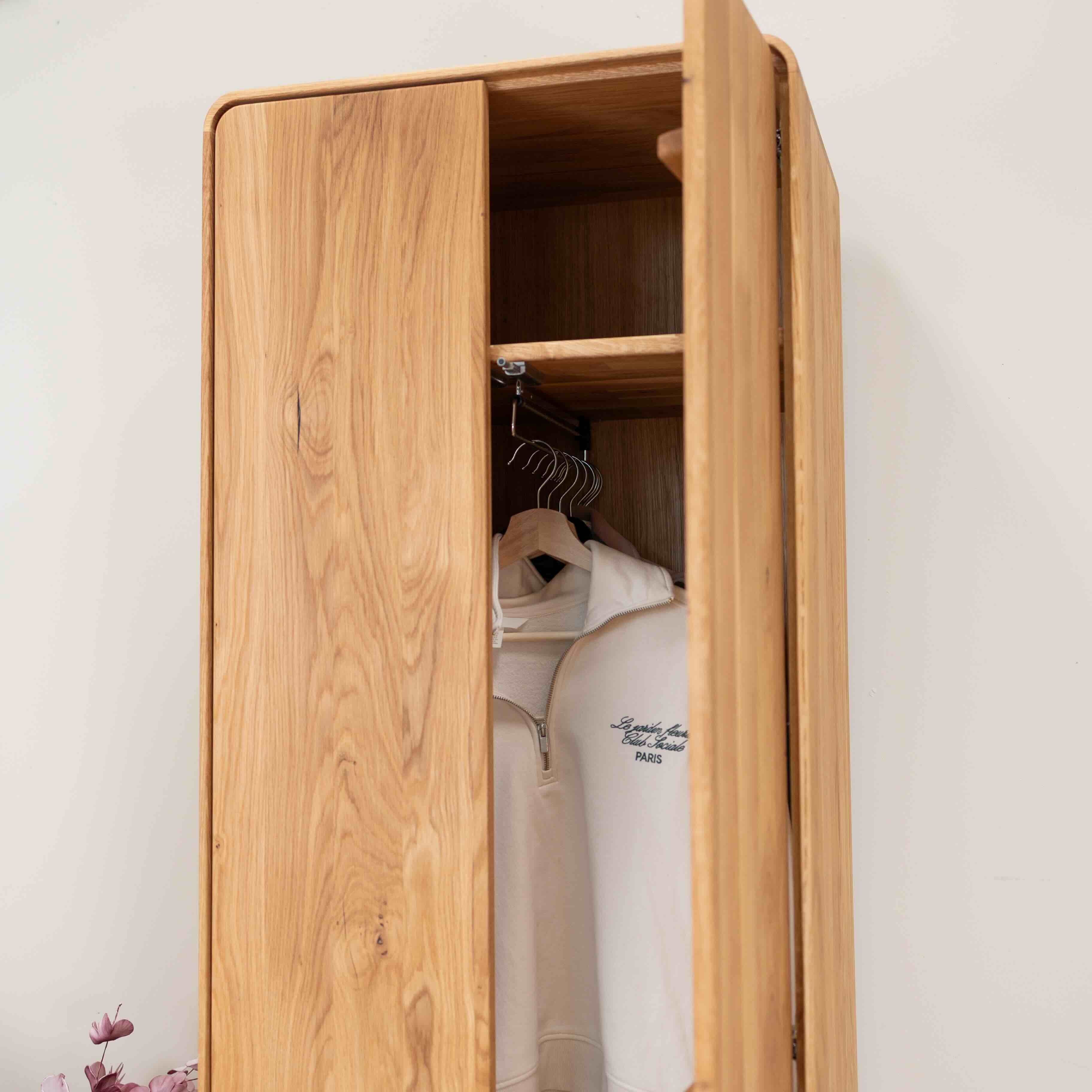 Armoire dressing 2 portes en bois massif de chêne