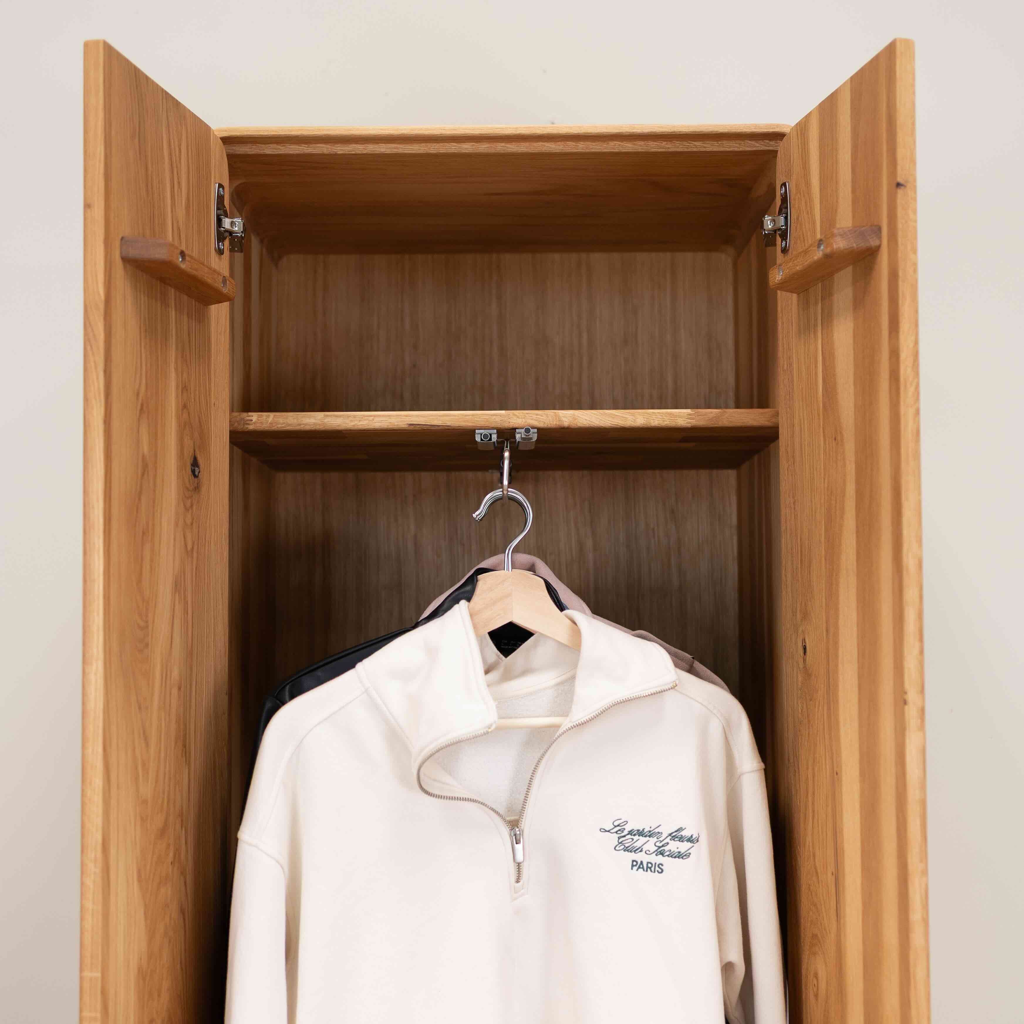 Armoire dressing 2 portes en bois massif de chêne