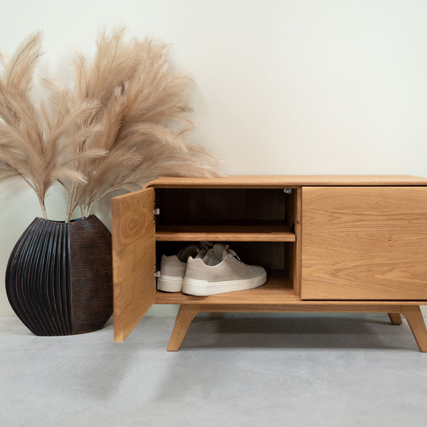 Banc avec rangement en bois massif de chêne Genève - 90 x 45 x 50 cm - NordicStory