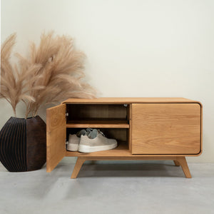 Banc avec rangement en bois massif de chêne Genève - 90 x 45 x 50 cm - NordicStory