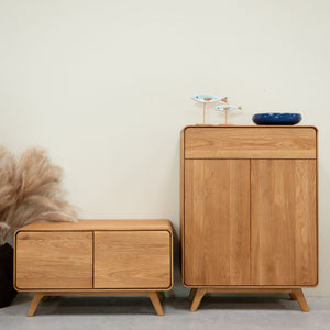 Banc avec rangement en bois massif de chêne Genève - 90 x 45 x 50 cm - NordicStory