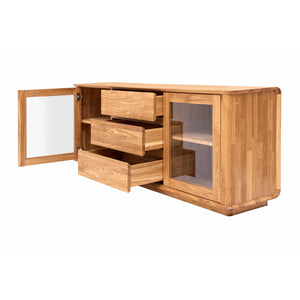 Buffet en bois massif de chêne Solvig - 180 x 41 x 70 cm - NordicStory