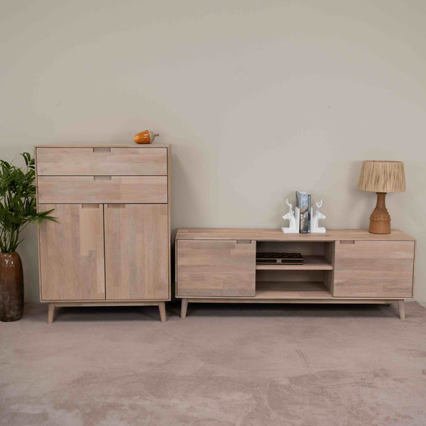 Buffet commode en bois massif de chêne durable style scandinave