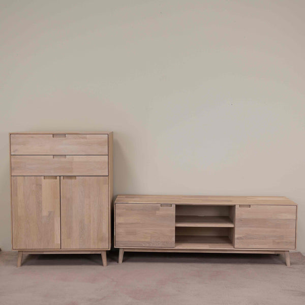 Buffet commode en bois massif de chêne durable style scandinave