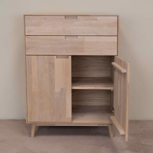 Buffet commode en bois massif de chêne Escandi 2 – 80 x 45 x 111 cm - NordicStory