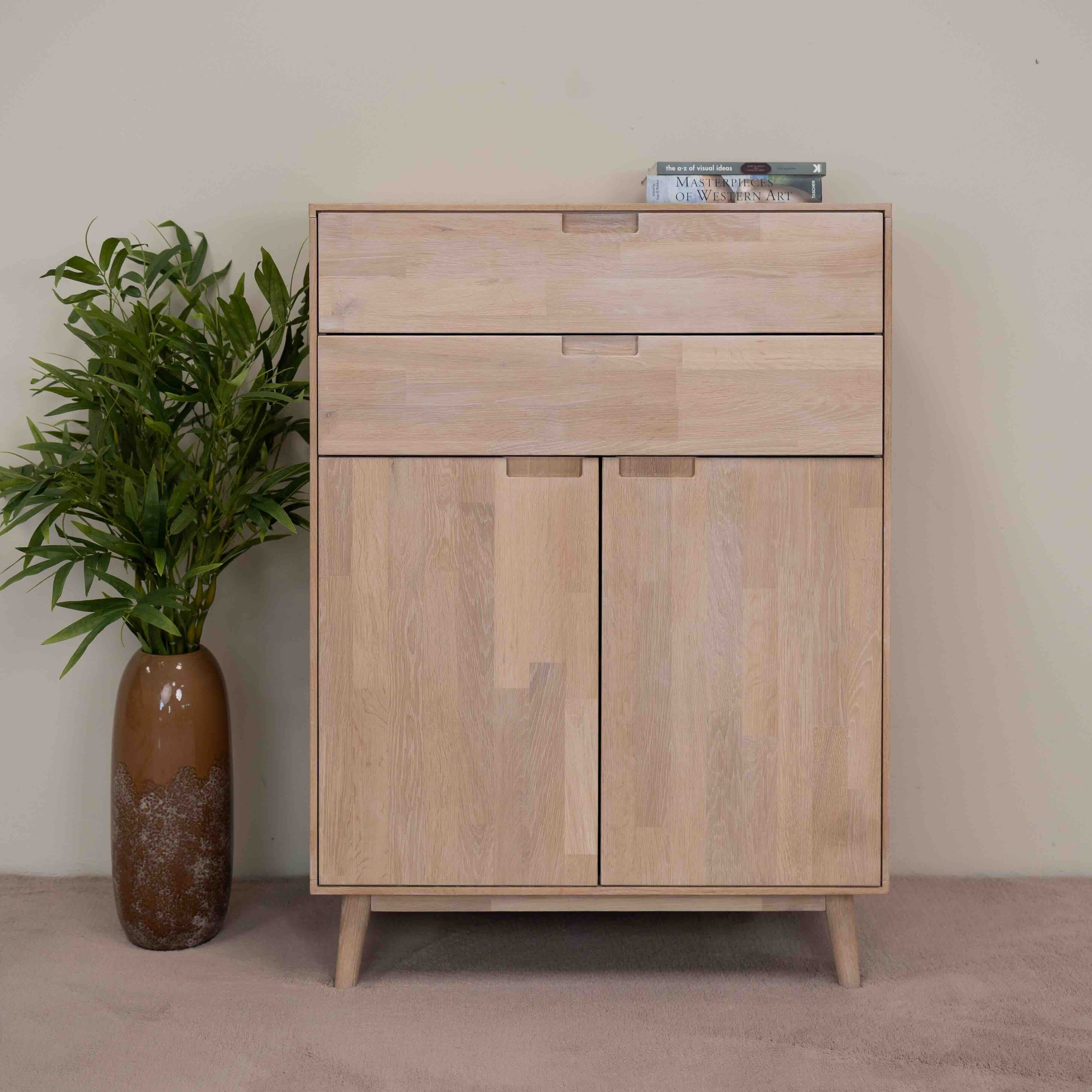 Buffet commode en bois massif de chêne durable style scandinave