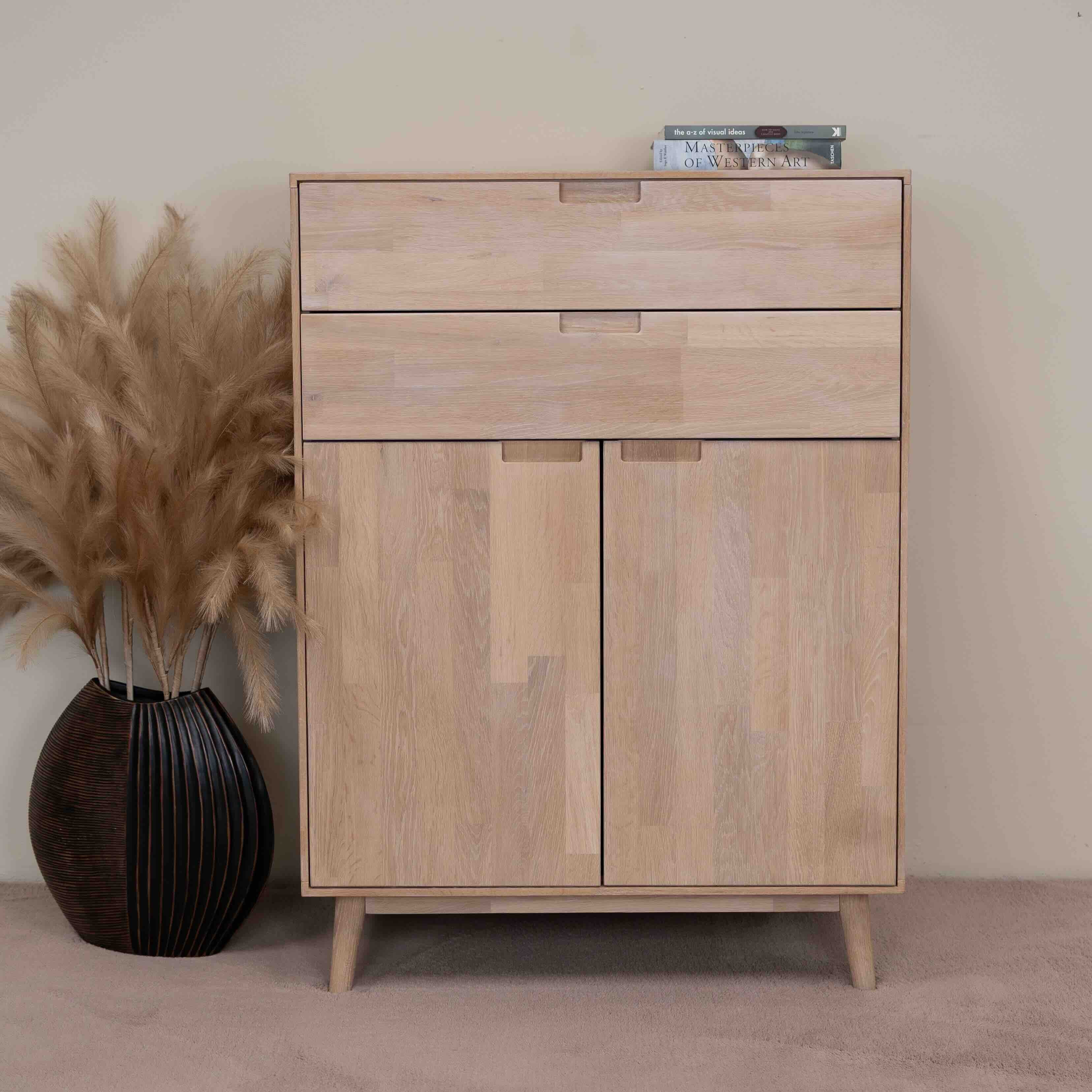 Buffet commode en bois massif de chêne durable style scandinave