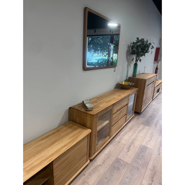 Buffet en bois massif de chêne Solvig - 180 x 41 x 70 cm - NordicStory