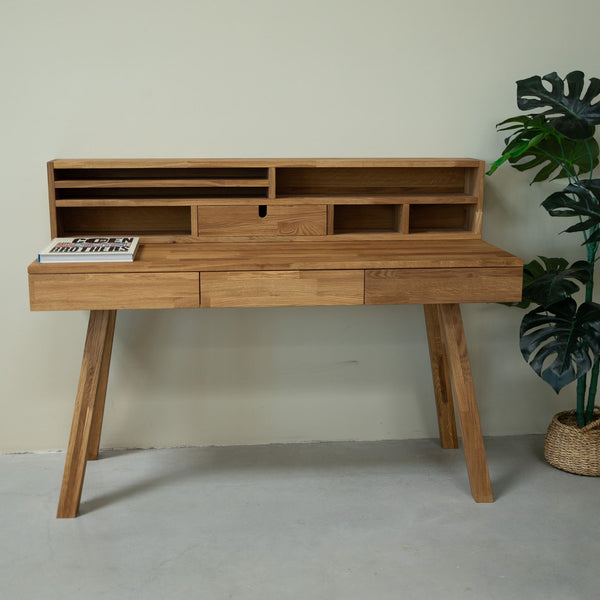 Bureau console en bois massif de chêne Einstein II – 140 x 55 x 106 cm - NordicStory