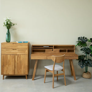 Bureau console en bois massif de chêne Einstein II – 140 x 55 x 106 cm - NordicStory