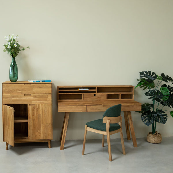 Bureau console en bois massif de chêne Einstein II – 140 x 55 x 106 cm - NordicStory