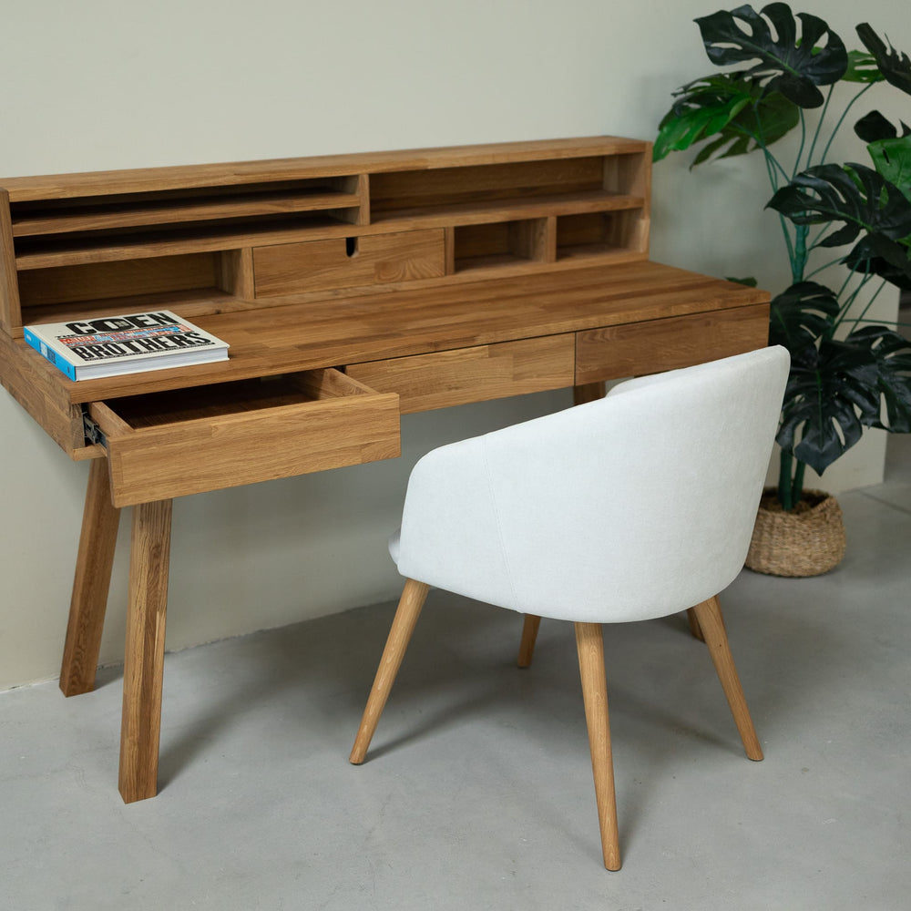 Bureau console en bois massif de chêne Einstein II – 140 x 55 x 106 cm - NordicStory