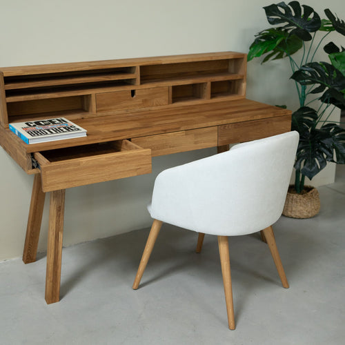 Bureau console en bois massif de chêne Einstein II – 140 x 55 x 106 cm - NordicStory