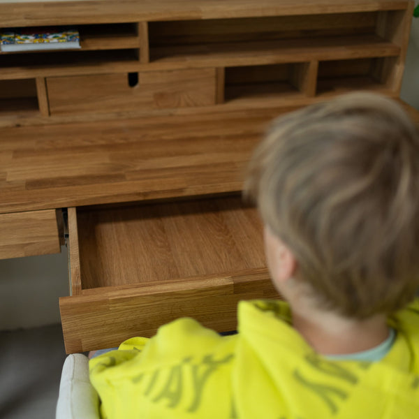 Bureau console en bois massif de chêne Einstein II – 140 x 55 x 106 cm - NordicStory
