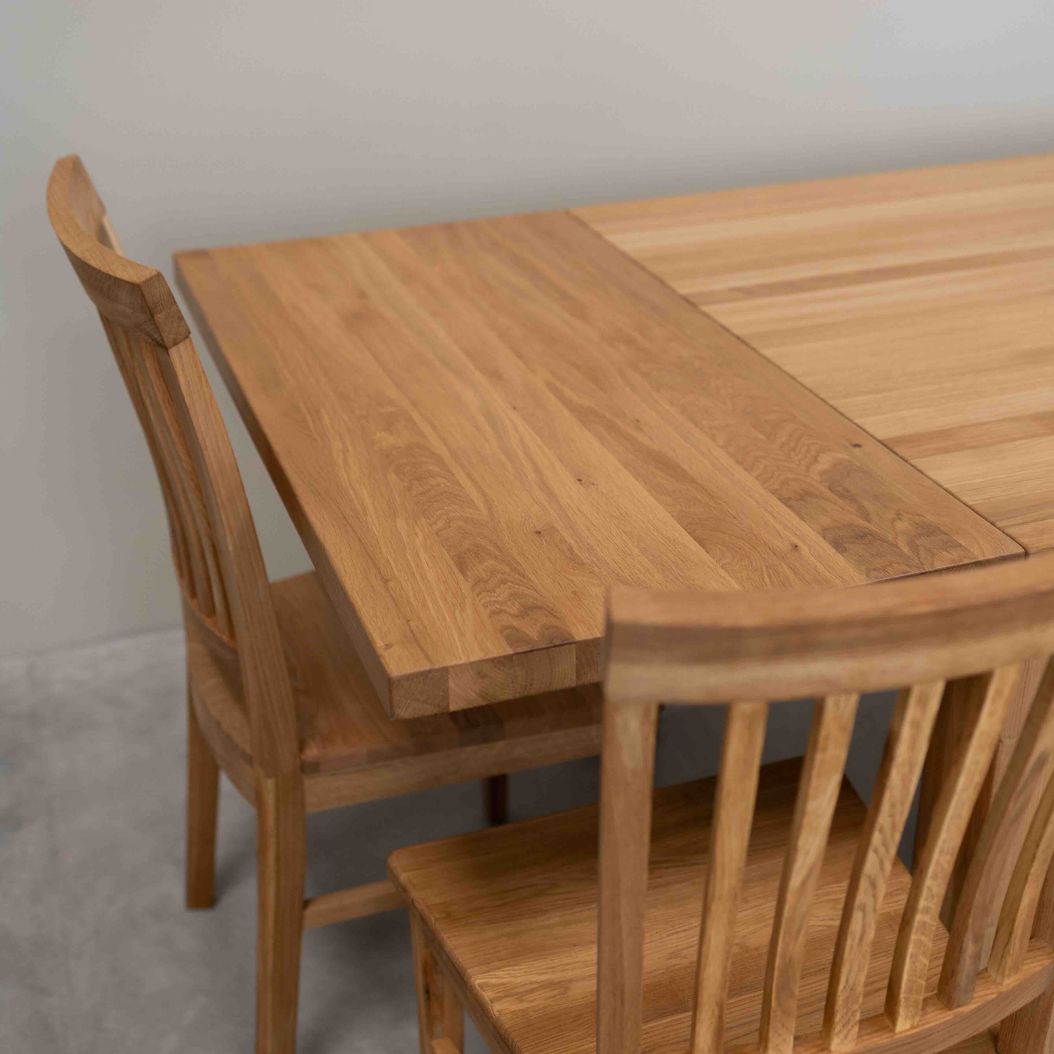 Chaise de salle à manger en bois massif de chêne style rustique
