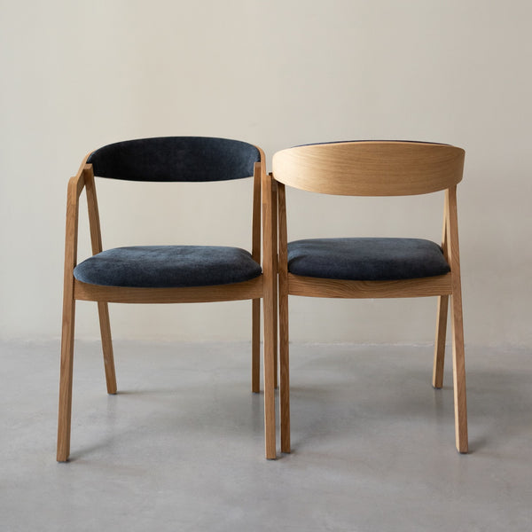 Chaise en bois massif de chêne Knut, revêtement Beige/Gris Anthracite - Lot de 2 ou de 4 chaises - VESKOR