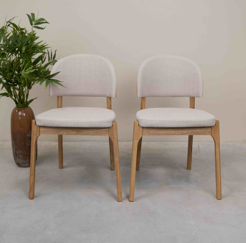 Chaise en bois massif de chêne revêtement beige écru