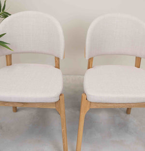 Chaise en bois massif de chêne revêtement beige écru