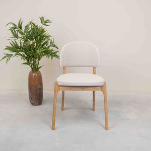 Chaise en bois massif de chêne revêtement beige écru