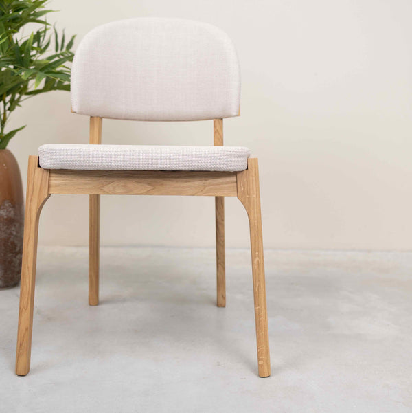 Chaise en bois massif de chêne revêtement beige écru