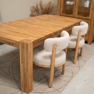 Chaise en bois massif de chêne Lova, revêtement Ecru - Lot de 2 chaises - VESKOR