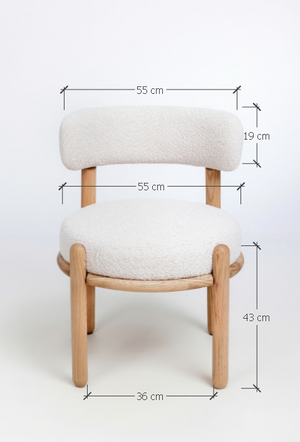 Chaise en bois massif de chêne Lova, revêtement Ecru - Lot de 2 chaises - VESKOR