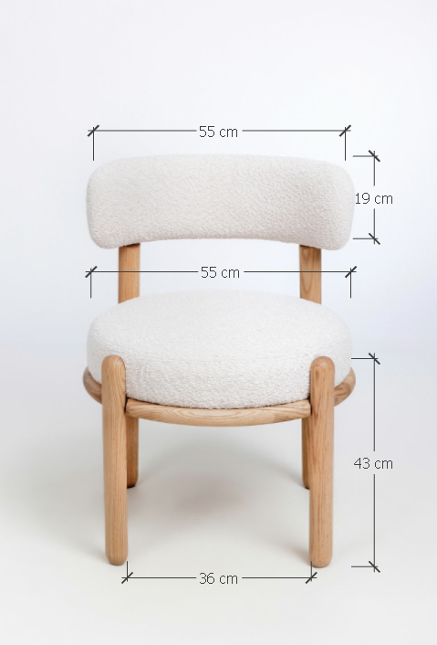 Chaise en bois massif de chêne Lova, revêtement Ecru - Lot de 2 chaises - VESKOR