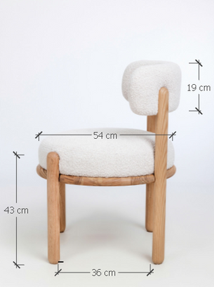 Chaise en bois massif de chêne Lova, revêtement Ecru - Lot de 2 chaises - VESKOR