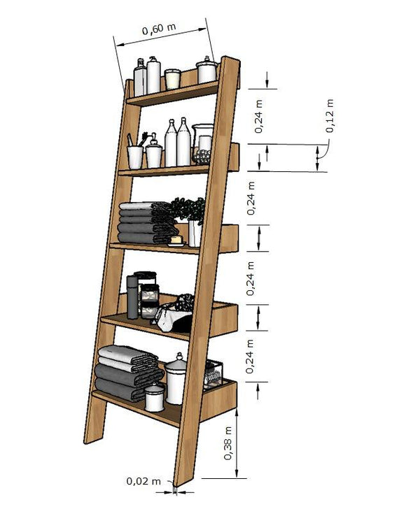 Bibliothèque en bois massif de chêne Escandi – 64 x 40 x 180 cm - NordicStory