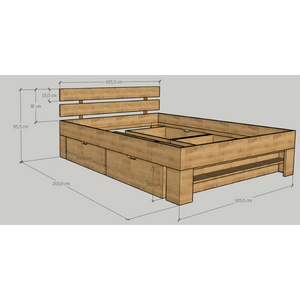 Lit en bois massif de chêne avec rangement Uppsala - VESKOR