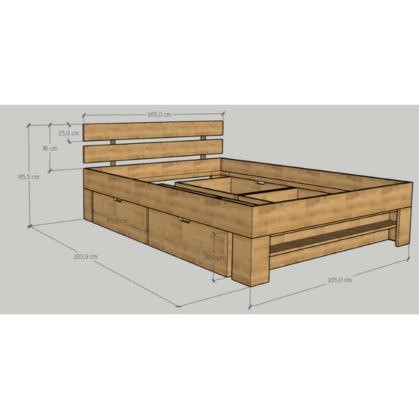 Lit en bois massif de chêne avec rangement Uppsala - VESKOR