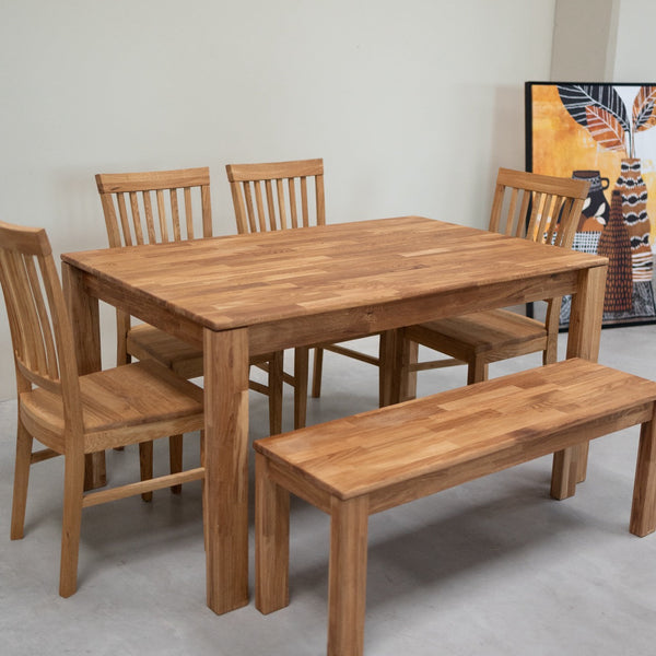 NordicStory Banco de madera maciza de roble "Mauritz 4"