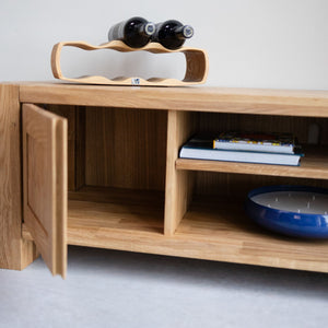 Meuble TV en bois massif de chêne Balder - 160 x 44 x 45 cm - VESKOR