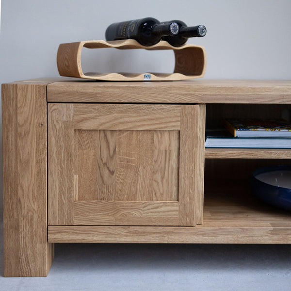 Meuble TV en bois massif de chêne Balder - 160 x 44 x 45 cm - VESKOR