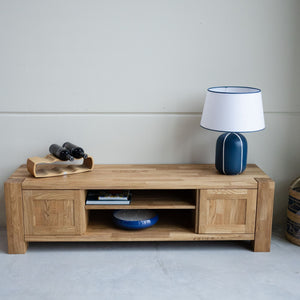 Meuble TV en bois massif de chêne Balder - 160 x 44 x 45 cm - VESKOR