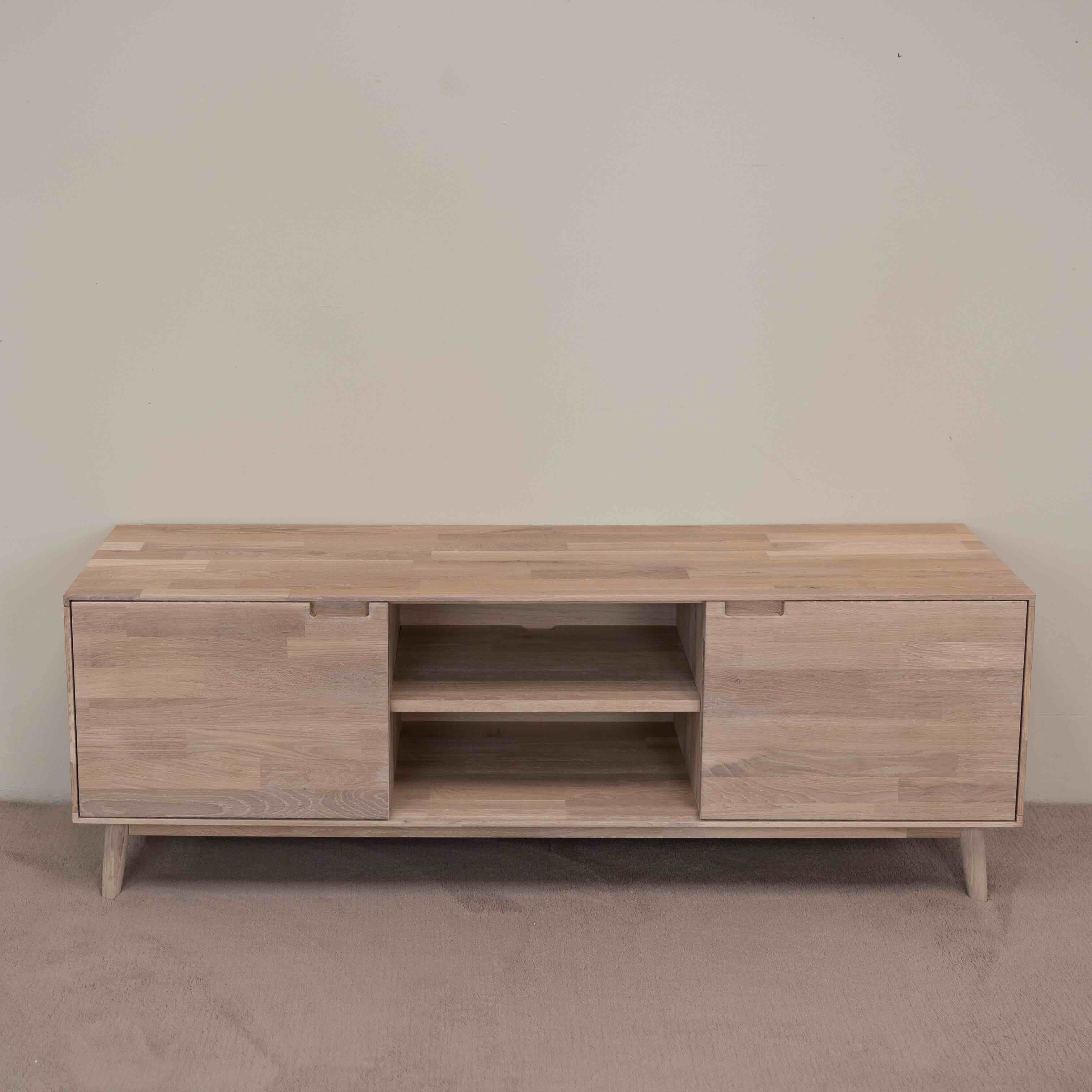 Meuble TV en bois massif de chêne durable style scandinave