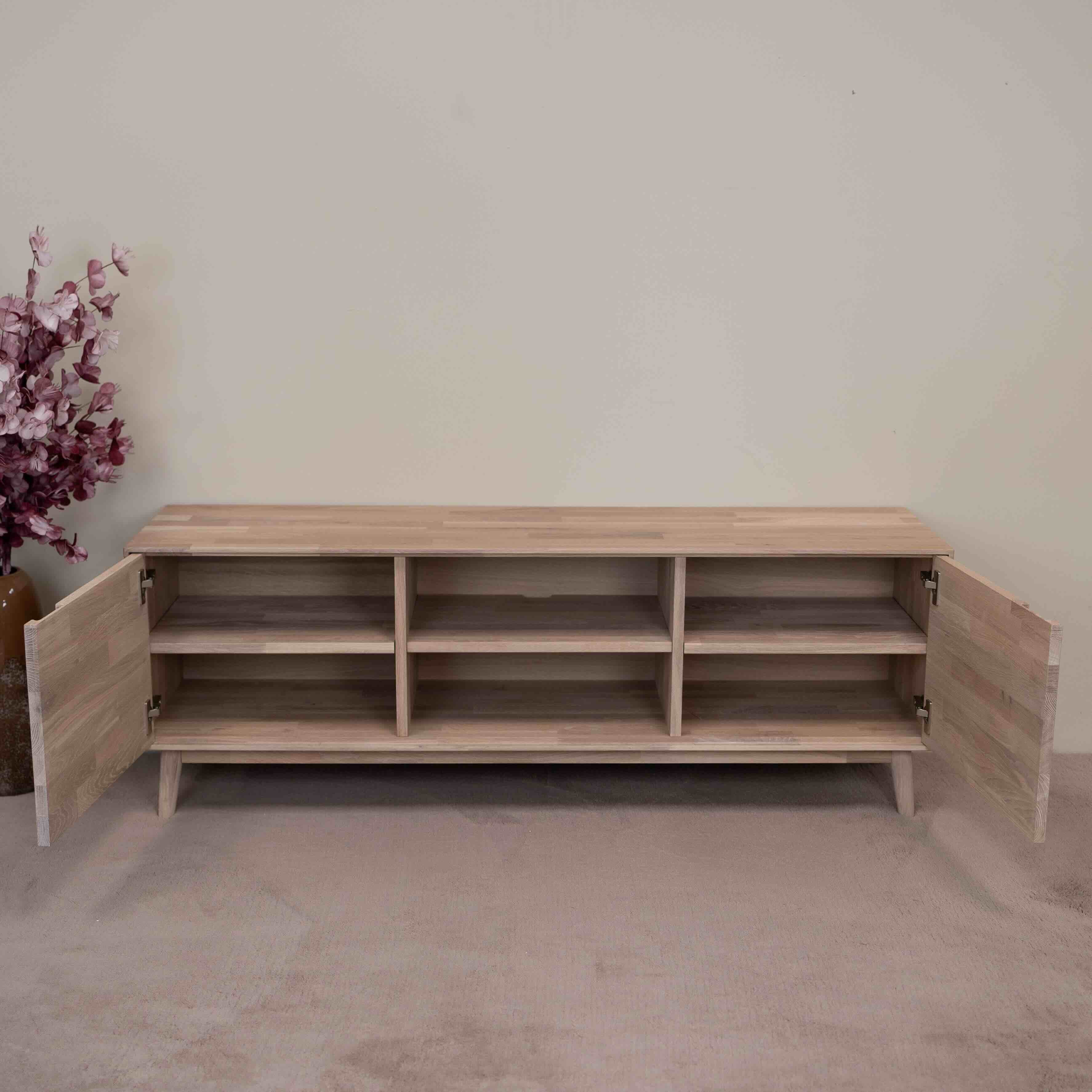 Meuble TV en bois massif de chêne durable style scandinave