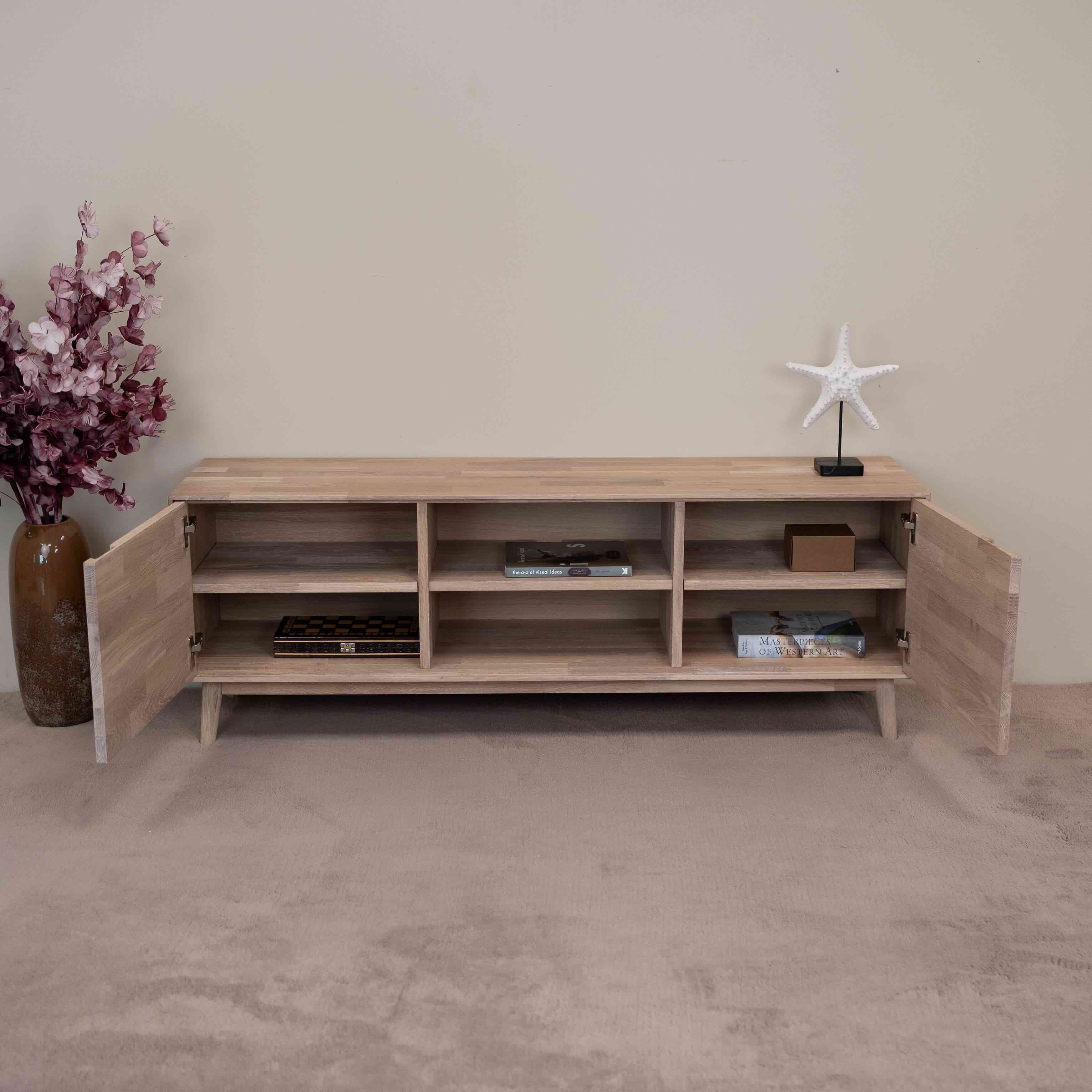 Meuble TV en bois massif de chêne durable style scandinave