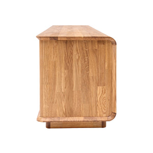 Meuble TV en bois massif de chêne Solvig - 180 x 41 x 50 cm - NordicStory