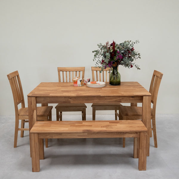 Table à manger en bois massif de chêne Mauritz 4 – 120/140/160/180 x 80/90 x 75 cm - NordicStory