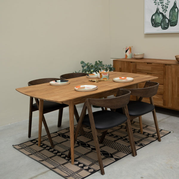 Table à manger rectangulaire extensible en chêne massif Escandi – 140-180/170-210 x 90 x 75 cm - NordicStory