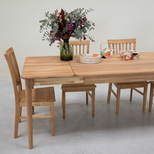 Table à manger rectangulaire extensible en bois massif de chêne Astrid - VESKOR