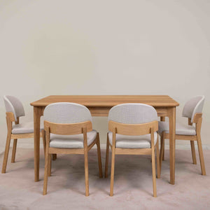 Table à manger extensible rectangulaire en bois massif de chêne