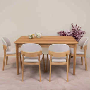 Chaise en bois massif de chêne Astrid, revêtement Gris/Vert/Beige - Lot de 2 ou 4 chaises - VESKOR